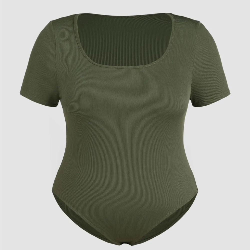 Cider Forest Green Ribbed Bodysuit